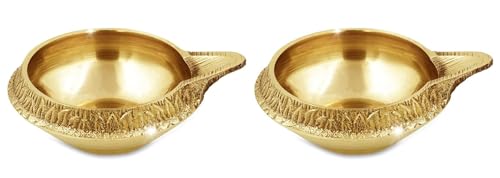 TRAFAART Kuber Diya Setzen Von 2 Pcs Mit Dochte Aus Baumwolle Vilakku Für Pooja Traditionell Diwali Diya Puja Items Indisch Öl Lampes von TRAFAART