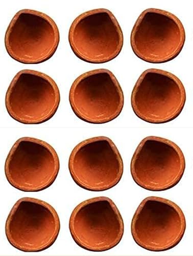 TRAFAART Terrakotta Diya Setzen Von 12 Pcs Handgefertigt Puja Ton Diya Mit Dochte Aus Baumwolle Für Diwali Earthen Öl Lampes Mitti Ka Diya von TRAFAART