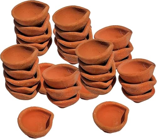 TRAFAART Traditionell Ton Diya Setzen Von 50 Pcs Terrakotta Diyas Für Pooja Mit Dochte Aus Baumwolle Mitti Dia Indisch Diwali Zurückgeben Geschenke von TRAFAART