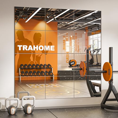 TRAHOME Wandspiegelfliesen, 40,6 x 30,5 x 30,5 x 30,5 cm, Ganzkörperspiegel für Garage, Schlafzimmer, Wohnzimmer, über der Tür von TRAHOME