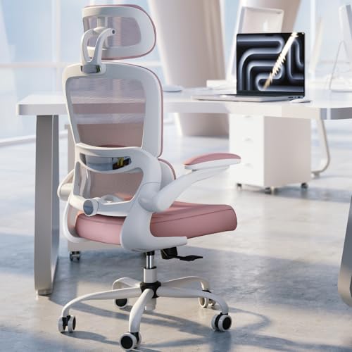 TRALT Bürostuhl Schreibtischstühle Mesh Computer Schreibtischstuhl mit Rollen Ergonomischer Bürostuhl Höhenverstellbar Drehstuhl Arbeitsstuhl (Rosa) von TRALT
