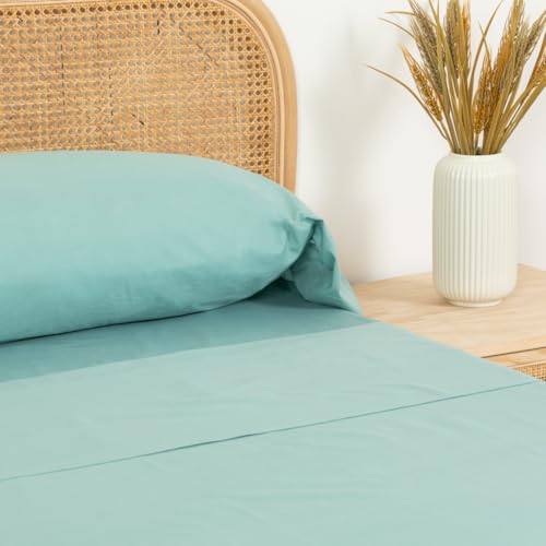 TRAMAS+ Laken-Set 140x200, 100% Baumwolle, Bettwäsche, Laken und 2 Kopfkissenbezüge, Standard 100 von Oeko-TEX - Green Tiffany von TRAMAS+