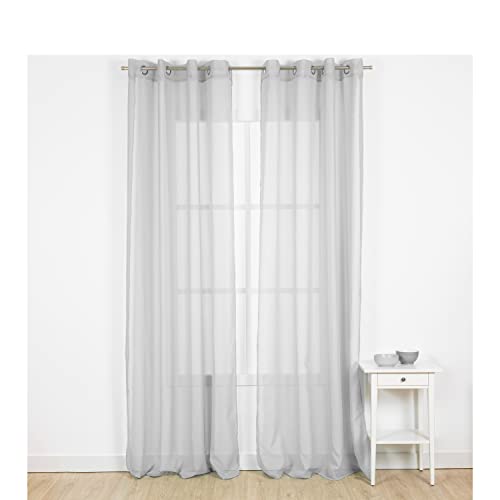 PimpamTex Durchscheinender Vorhang für Wohnzimmer und Schlafzimmer, durchscheinende Vorhänge, Jugendliche und Moderne Designs, 2 Stück - (140 x 260 cm, Molly Perle) von TRAMAS+