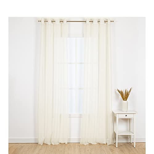 PimpamTex Durchscheinender Vorhang für Wohnzimmer und Schlafzimmer, durchscheinende Vorhänge, Jugendliche und Moderne Designs, 2er-Pack, (140 x 260 cm, Molly Natur) von TRAMAS+