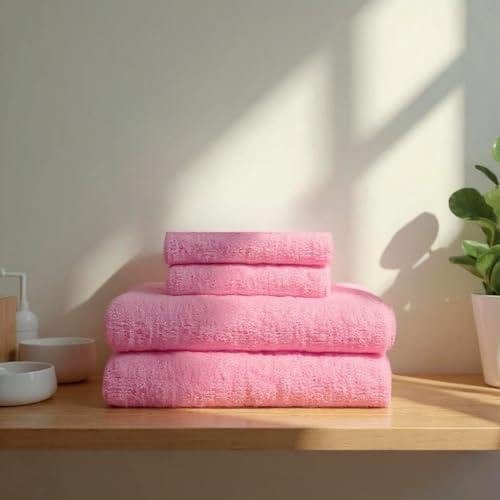 TRAMAS+ 4er-Set Premium Handtücher 700 g, 100% Baumwolle, 2 Handtücher 50x100 cm und 2 Badetücher 70x140 cm, extra weich, schnelltrocknend und sehr saugfähig - Rosa von TRAMAS+