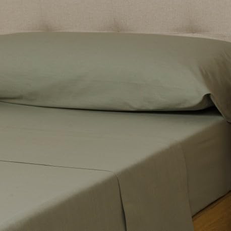 TRAMAS+ Bettwäsche-Set für Einzelbett, 90 x 200 cm, 100% Baumwolle, Bettwäsche, Bettlaken und 1 Kissenbezug, Zertifiziert nach Oeko-TEX Standard 100 – Salbeigrün von TRAMAS+