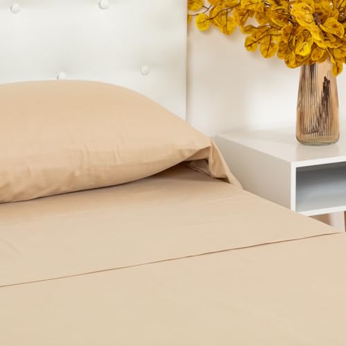 TRAMAS+ Doppelbetttuch-Set 160x200, 100% Baumwolle, Bettwäsche, Laken und 2 Kopfkissenbezüge, Standard 100 by Oeko-TEX - Sand Beige TRAMAS+ Doppelbetttuch-Set 160x200, 100% Baumwolle, Bettwäsche, Laken und 2 Kopfkissenbezüge, Standard 100 by Oeko-TEX - Sand Beige von TRAMAS+