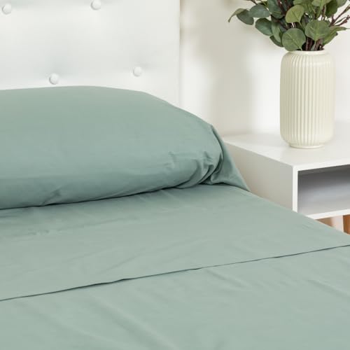 TRAMAS+ Doppelter Lakensatz 160x200, 100% Baumwolle, Bettwäsche, Laken und 2 Kopfkissenbezüge, Standard 100 von Oeko-TEX - Veroneser Grün von TRAMAS+