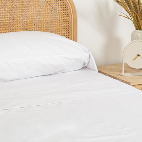 TRAMAS+ Doppeltuch-Set 160x200, 100% Baumwolle, Bettwäsche, Bettlaken und 2 Kopfkissenbezüge, Standard 100 by Oeko-TEX Zertifiziert - Weiß von TRAMAS+