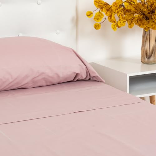 TRAMAS+ Einzelblatt-Set 90x200, 100% Baumwolle, Bettwäsche, Laken und 1 Kopfkissenbezug, Standard 100 by Oeko-TEX Zertifiziert - Mauve von TRAMAS+