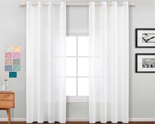 TRAMAS+ Halbtransparente Vorhänge für das Wohn- und Schlafzimmer, 1-teilig 140x300 cm, mit Ösen, für das Schlaf- und Esszimmer -Oxford Weiß von TRAMAS+