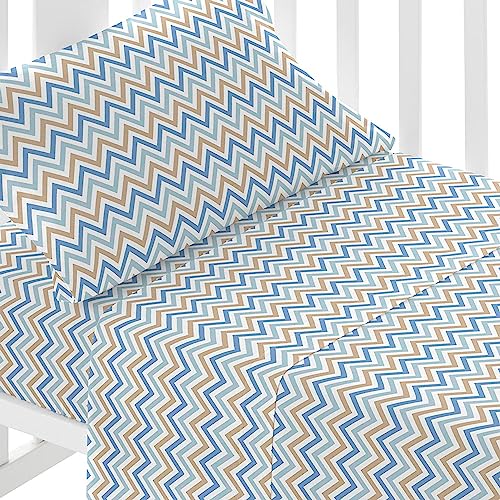 TRAMAS+ Kinderbettwäsche 60x120 cm aus 100% Baumwolle Superweiche & Farbenfrohe | Babybettwäsche - (Krippe - 60x120 cm, Streifen Plüsch Hellblau) von TRAMAS+