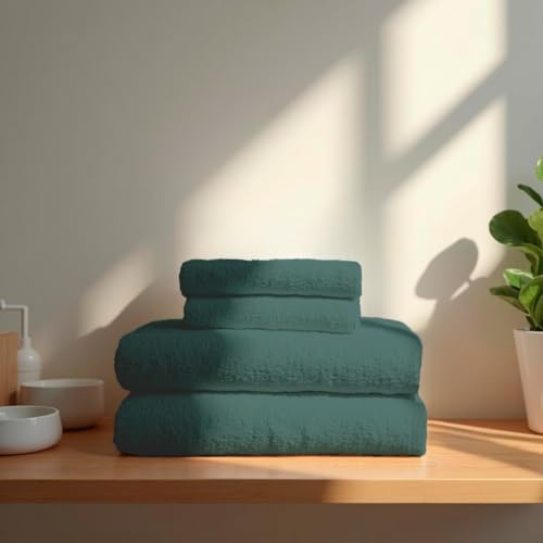 TRAMAS+ Premium 700 g, 100% Baumwolle, 4 Handtücher 50x100 cm und 2 Badetücher 70x140 cm, extra weich, schnelltrocknend und sehr saugfähig - Französisch Grün von TRAMAS+