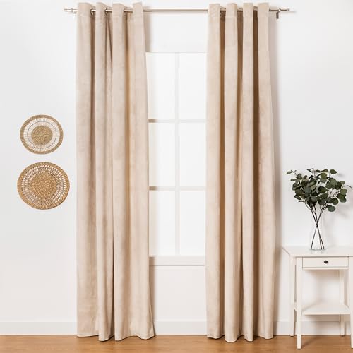 TRAMAS+ Vorhänge aus Samt Sonnenschutz und Lichtschutz für Fenster Wohnzimmer Schlafzimmer 260x140 cm (HöhexBreite) 2er Set | Arena von TRAMAS+