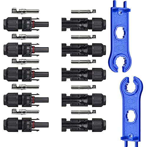 TRAMILY 10PCS Solarpanel-Steckverbinder IP67 wasserdichte Solarkabel-Steckverbinder 1000V 30A Stecker/Buchse mit 2PCS Schraubenschlüssel (5 Paare) von TRAMILY