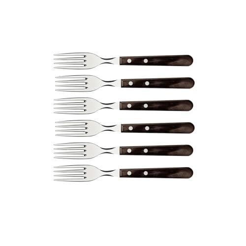 Tramontina Steakgabel Set Jumbo, 6-teiliges Set, rostfreier Edelstahl, Holzgriff FSC-zertifiziert, spülmaschinenfest, Tafelgabeln… von Tramontina