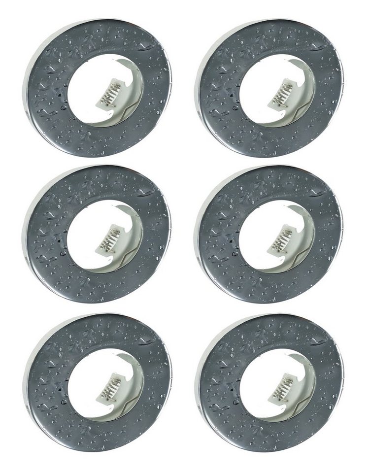 TRANGO Einbauleuchte, 6er Set 6729IP65-068-AK Einbaustrahler IP65 in Chrom Rund Badleuchte Bad Einbauleuchte, Deckenspots, Einbauspots, Deckenleuchte incl. 6x GU10 Keramik Fassung, besten geeignet für Bad, Sauna, Außen, Feuchtraum von TRANGO