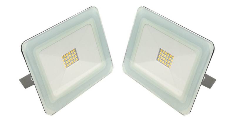 TRANGO LED Außen-Wandleuchte, 2er Pack IP65-206DC 20 Watt IP65 12/24 Volt DC - 6000K Tageslichtweiß (kaltweiss) LED Fluter - Flutlicht - Baustrahler - Camping Strahler, Arbeitslicht - Ladeflächenstrahler - Arbeitsleuchte von TRANGO