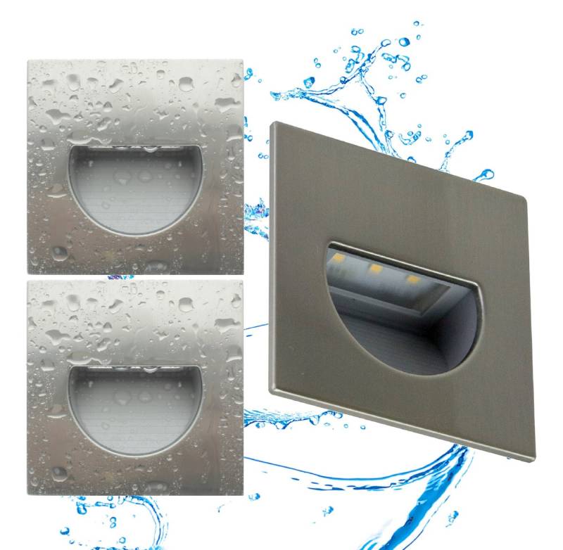 TRANGO LED Außen-Wandleuchte, Dimmfunktion, 3er Set SL-036S IP44 LED Wandleuchte *SOFIE* in Eckig, Treppen- Wandstrahler Edelstahl gebürstet für Innen & Außen inkl. 1x je 1 Watt LED Modul warmweiß 3000K, beliebig erweiterbar Einbauleuchte TRANGO LED Außen-Wandleuchte, Dimmfunktion, 3er Set SL-036S IP44 LED Wandleuchte *SOFIE* in Eckig, Treppen- Wandstrahler Edelstahl gebürstet für Innen & Außen inkl. 1x je 1 Watt LED Modul warmweiß 3000K, beliebig erweiterbar Einbauleuchte von TRANGO