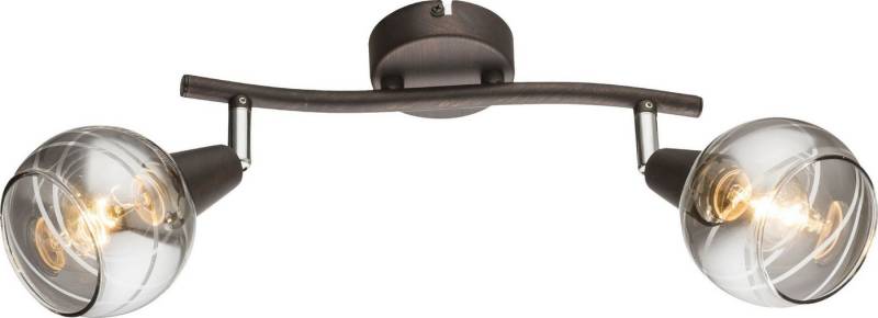 TRANGO LED Deckenleuchte, 2-flammig 1010-25SD LED Deckenbeleuchtung in Schwarz-Optik WOW inkl. 2x 3-Stufen dimmbar LED Leuchtmittel 3000K warmweiß, Deckenlampe mit Design rauchigen Glaslampenschirmen, Deckenstrahler, Wohnzimmer Lampe, Spots schwenkbar von TRANGO