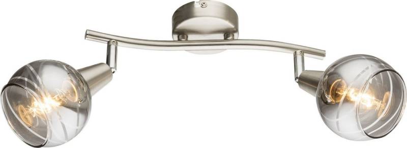 TRANGO LED Deckenleuchte, 2-flammig 1010-28SD Deckenstrahler WOW inkl. 2x 3-Stufen dimmbar LED Leuchtmittel 3000K warmweiß I Deckenlampe in Edelstahl-Optik mit Design rauchigen Glaslampenschirmen, Deckenstrahler, Wohnzimmer Lampe, Spots schwenkbar von TRANGO