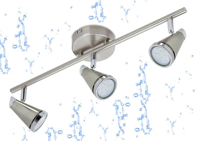 TRANGO LED Deckenleuchte, 3-flammig 1009-32 LED Badleuchte IP44 WET Bad Deckenleuchte in Nickel matt & Chrom, Flurlampe, WC Lampe, Deckenlampe, Deckenstrahler, inklusive 3x 5 W GU10 LED Leuchtmittel Spots schwenkbar TRANGO LED Deckenleuchte, 3-flammig 1009-32 LED Badleuchte IP44 WET Bad Deckenleuchte in Nickel matt & Chrom, Flurlampe, WC Lampe, Deckenlampe, Deckenstrahler, inklusive 3x 5 W GU10 LED Leuchtmittel Spots schwenkbar von TRANGO