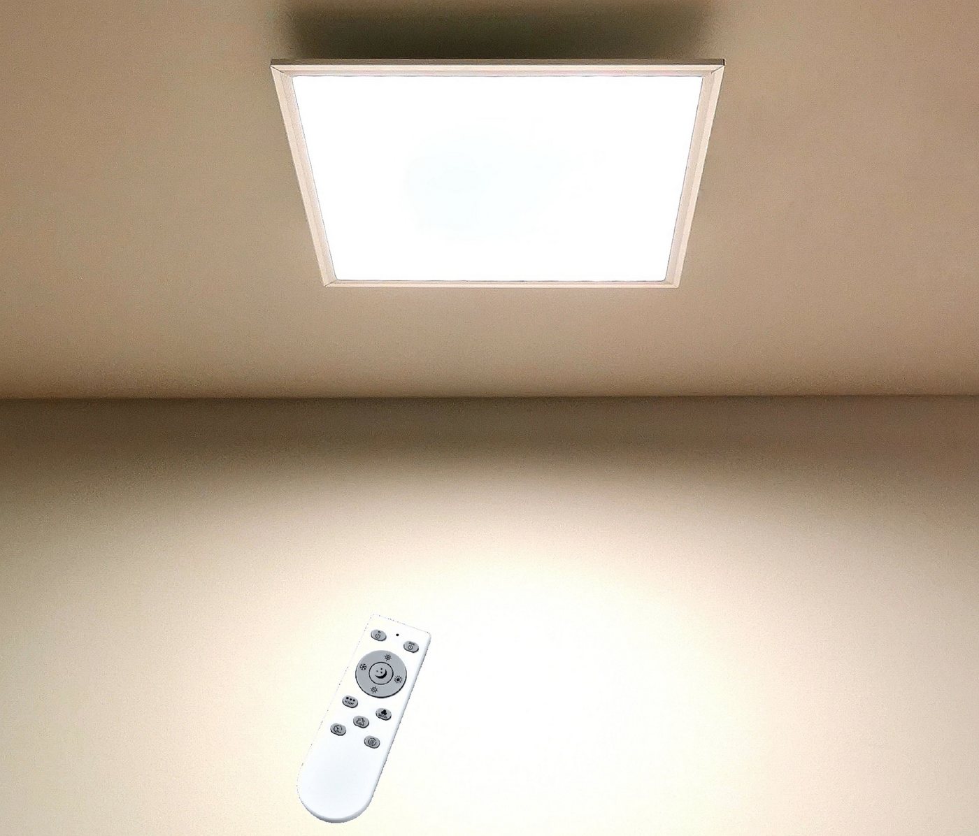 TRANGO LED Deckenleuchte, 3026 LED Panellampe 24 Watt *EM* Deckenpanel CCT Farbtemperatur & Helligkeit stufenlos dimmbar - 3000K - 6000K inkl. Timer & Nachtlicht-Funktion, Deckenstrahler, Lampenschirm in Weiß-Effekt, Wandleuchte, Deckenlampe TRANGO LED Deckenleuchte, 3026 LED Panellampe 24 Watt *EM* Deckenpanel CCT Farbtemperatur & Helligkeit stufenlos dimmbar - 3000K - 6000K inkl. Timer & Nachtlicht-Funktion, Deckenstrahler, Lampenschirm in Weiß-Effekt, Wandleuchte, Deckenlampe von TRANGO