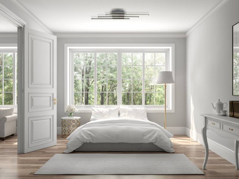 TRANGO LED Deckenleuchte, 3130 Design LED-Deckenleuchte dimmbar Serie *STRAIGHT* 3 Flammen I modern & chic I in drei parallel versetzten Leuchtenarmen I Deckenlichtleisten I Deckenlampe I 3x 8 Watt LED Modul 3000K warm-weiß, Nickel matt & Chrom von TRANGO