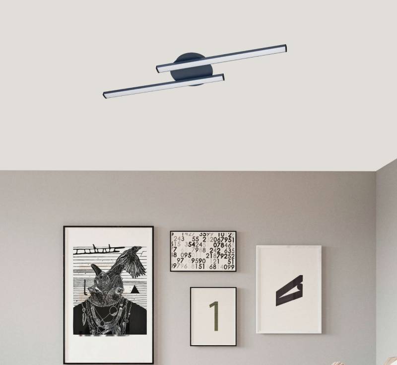 Briloner Leuchten LED Deckenleuchte, 3158B Design LED-Deckenleuchte Serie *STRAIGHT* 2 Flammen - modern & chic in zwei parallel versetzten Leuchtenarmen - Deckenlichtleisten - Deckenlampe - 2x 5 Watt LED Modul, 2x 500 Lumen 3000K warmweiß Anthrazit Schwarz von Briloner Leuchten