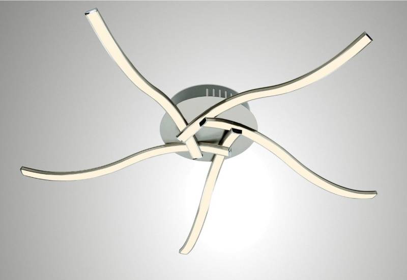 TRANGO LED Deckenleuchte, 3161 Design LED-Deckenleuchte Serie *WAVE* 5 Flammen, Leuchtenarm nicht schwenkbar I modern & chic I in Wellenform I Deckenlampe I 5x ca. 4.2 Watt LED Modul, 3000K warm-weiß I Nickel matt & Chrom von TRANGO