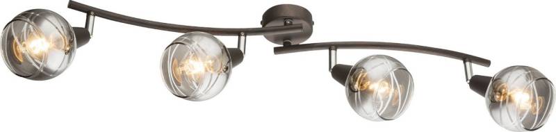 TRANGO LED Deckenleuchte, 4-flammig 1010-45SD LED Deckenbeleuchtung in Schwarz-Optik WOW inkl. 4x 3-Stufen dimmbar LED Leuchtmittel 3000K warmweiß, Deckenlampe mit Design rauchigen Glaslampenschirmen, Deckenstrahler, Wohnzimmer Lampe, Spots schwenkbar von TRANGO