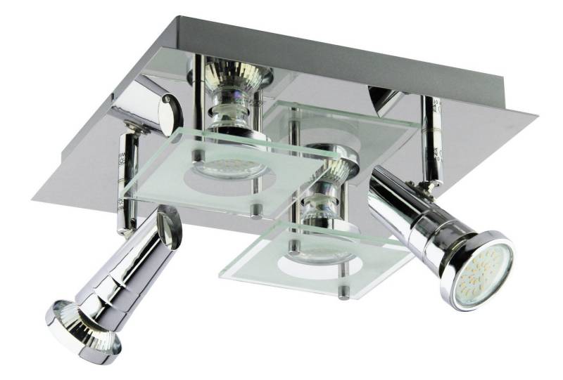 TRANGO LED Deckenleuchte, 4-flammig 3089 LED Deckenleuchte *ET* in Eckig Chrom-Optik incl. 4x 3 Watt GU10 LED Leuchtmittel I Deckenlampe I Deckenstrahler I Deckenspots, Wohnzimmer Lampe schwenkbar und drehbar von TRANGO