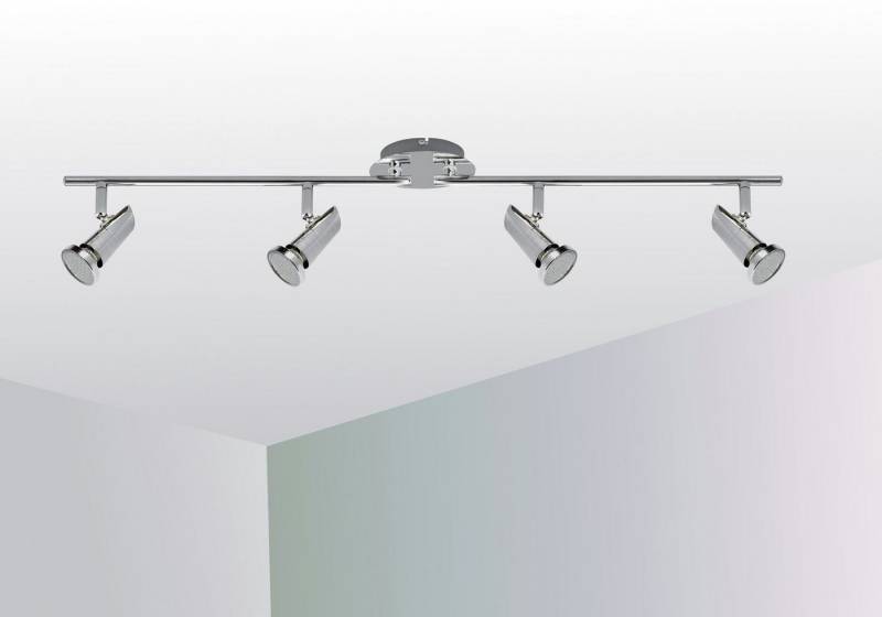 TRANGO LED Deckenspot, 3 Stufen dimmbat, 4-flammig 2001-048SD LED Deckenleuchte *SOPHIE* in Chrom-Optik inkl. 4x 5 W 3-Stufen dimmbaren GU10 LED Leuchtmittel I Deckenlampe I Deckenstrahler I Deckenspots, Wohnzimmer-Lampe schwenkbar und drehbar von TRANGO