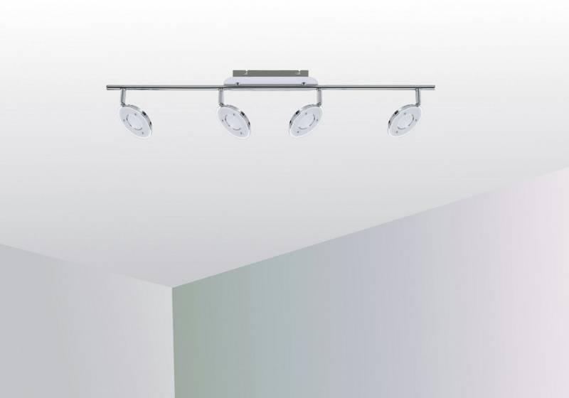 TRANGO LED Deckenspots, 4-flammig 2002-048 Wohnzimmer Lampe OLI in Chrom-Optik inkl. 4x 5 Watt LED Modul - Deckenlampe - Deckenstrahler - Deckenleuchte, Schlafzimmer Leuchte schwenkbar und drehbar mit Glasschirm von TRANGO
