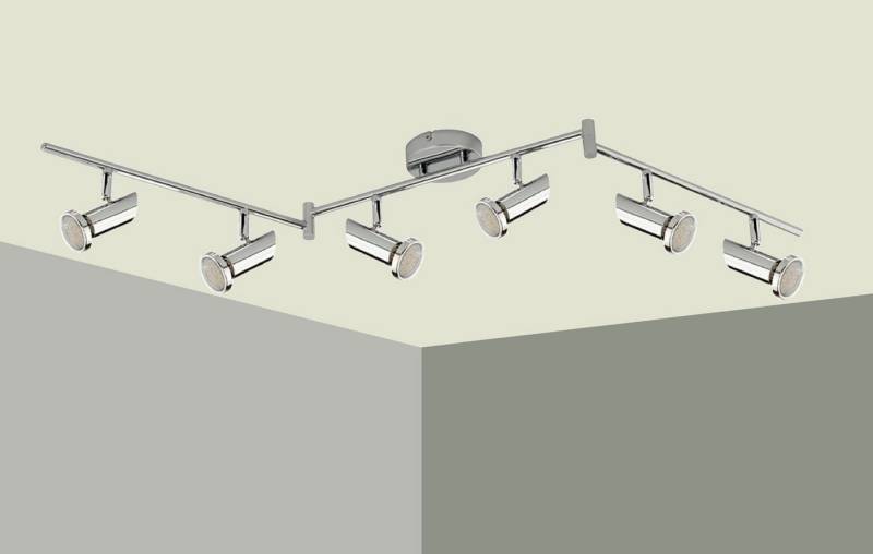 TRANGO LED Deckenspots, Dimmfunktion, 6-flammig 2000-68SD LED Deckenleuchte MIA in Chrom-Optik inkl. 6x 5 W 3-Stufen dimmbar GU10 LED Leuchtmittel - Deckenlampe - Deckenstrahler, Wohnzimmer Lampe schwenkbar und drehbar von TRANGO
