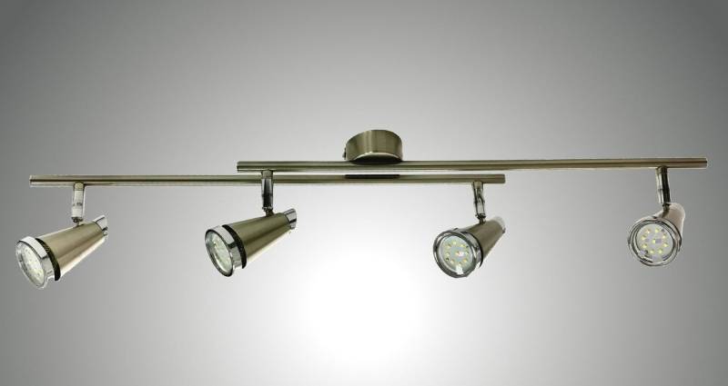 TRANGO LED Deckenstrahler, 3 Stufen dimmbar, 4-flammig 2992-42SD LED Deckenleuchte *NOAH* in Nickel matt & Chrom incl. 4x 5 Watt 3-Stufen dimmbaren GU10 LED Leuchtmittel I Deckenlampe I Deckenstrahler I Deckenspots, Wohnzimmer Lampe schwenkbar und drehbar von TRANGO