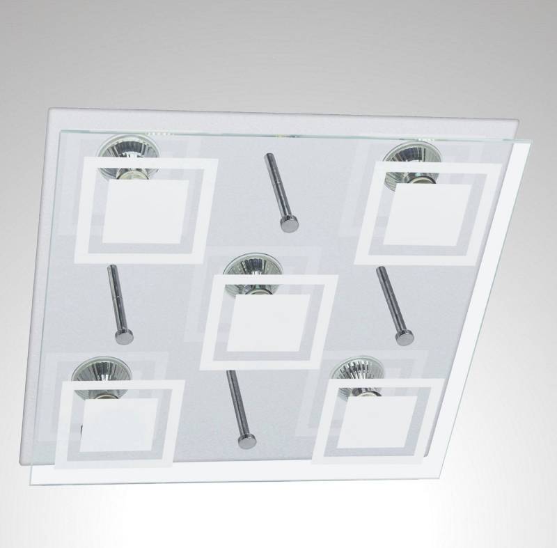 TRANGO LED Deckenstrahler, dimmbar, 3153SD LED Deckenleuchte 5-flammig inkl. 5x 5 Watt 5 Stufen dimmbar GU10 LED Leuchtmittel 3000K warmweiß in Eckig *KOI* Badleuchte, Deckenlampe, Flurlampe, Deckenstrahler, Wandlampe von TRANGO