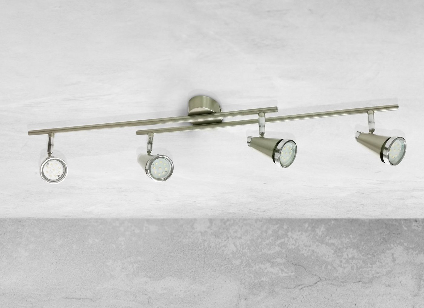 TRANGO LED Deckenstrahler, 3 Stufen dimmbar, 4-flammig 2992-42SD LED Deckenleuchte *CHARLIE* in Nickel matt & Chrom incl. 4x 5 Watt 3-Stufen dimmbaren GU10 LED Leuchtmittel I Deckenlampe I Deckenstrahler I Deckenspots, Wohnzimmer Lampe schwenkbar und drehbar TRANGO LED Deckenstrahler, 3 Stufen dimmbar, 4-flammig 2992-42SD LED Deckenleuchte *CHARLIE* in Nickel matt & Chrom incl. 4x 5 Watt 3-Stufen dimmbaren GU10 LED Leuchtmittel I Deckenlampe I Deckenstrahler I Deckenspots, Wohnzimmer Lampe schwenkbar und drehbar von TRANGO