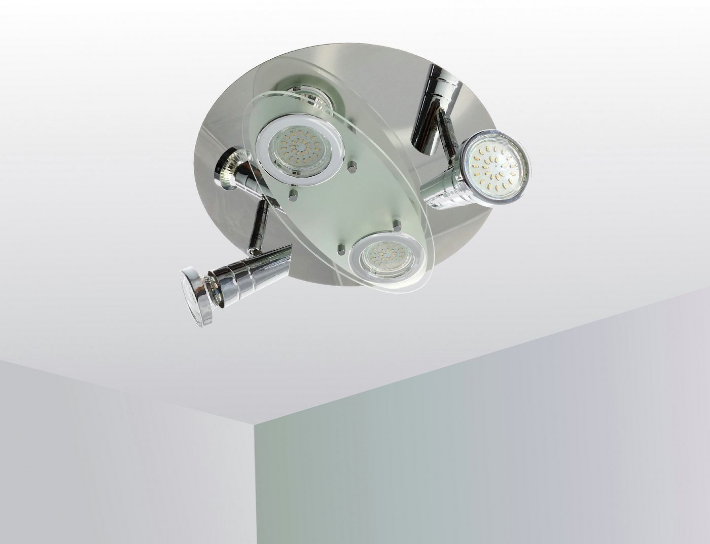 TRANGO LED Deckenstrahler, 3-stufen dimmbar, 4-flammig 3088SD Deckenleuchte ELLA in Rund Chrom-Optik inkl. 4x 5 Watt GU10 LED Leuchtmittel - Deckenlampe - Deckenstrahler - Deckenspots, Wohnzimmer Lampe schwenkbar und drehbar TRANGO LED Deckenstrahler, 3-stufen dimmbar, 4-flammig 3088SD Deckenleuchte ELLA in Rund Chrom-Optik inkl. 4x 5 Watt GU10 LED Leuchtmittel - Deckenlampe - Deckenstrahler - Deckenspots, Wohnzimmer Lampe schwenkbar und drehbar von TRANGO