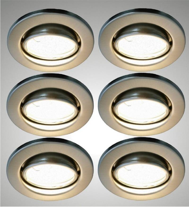 TRANGO LED Einbauleuchte, 3-Stufen dimmbar, 6er Set LED Einbaustrahler 6729-062MO6KSD in Nickel matt Rund incl. 3-Stufen dimmbar Ultra Flach LED Modul, 6000K Tageslicht (kalt-weiss), Deckenspot, Einbauspot, Deckenleuchte von TRANGO