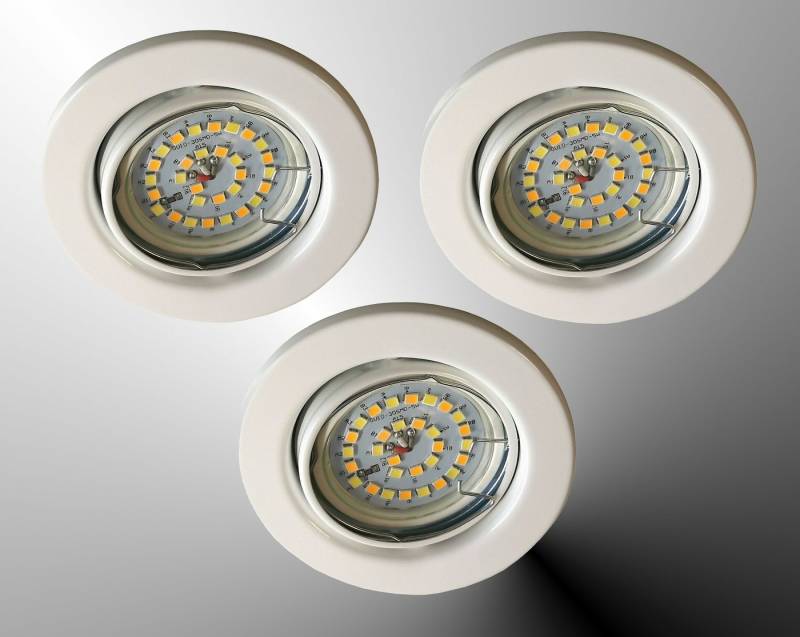 TRANGO LED Einbauleuchte, 3er Set 6729-036M36K LED Einbaustrahler Weiß matt inkl. 6x 5 Watt CCT Farbtemperatur Steuerung 2700K-4000K-6500K LED Modul, Einbauspot, Deckenleuchte, Downlight von TRANGO