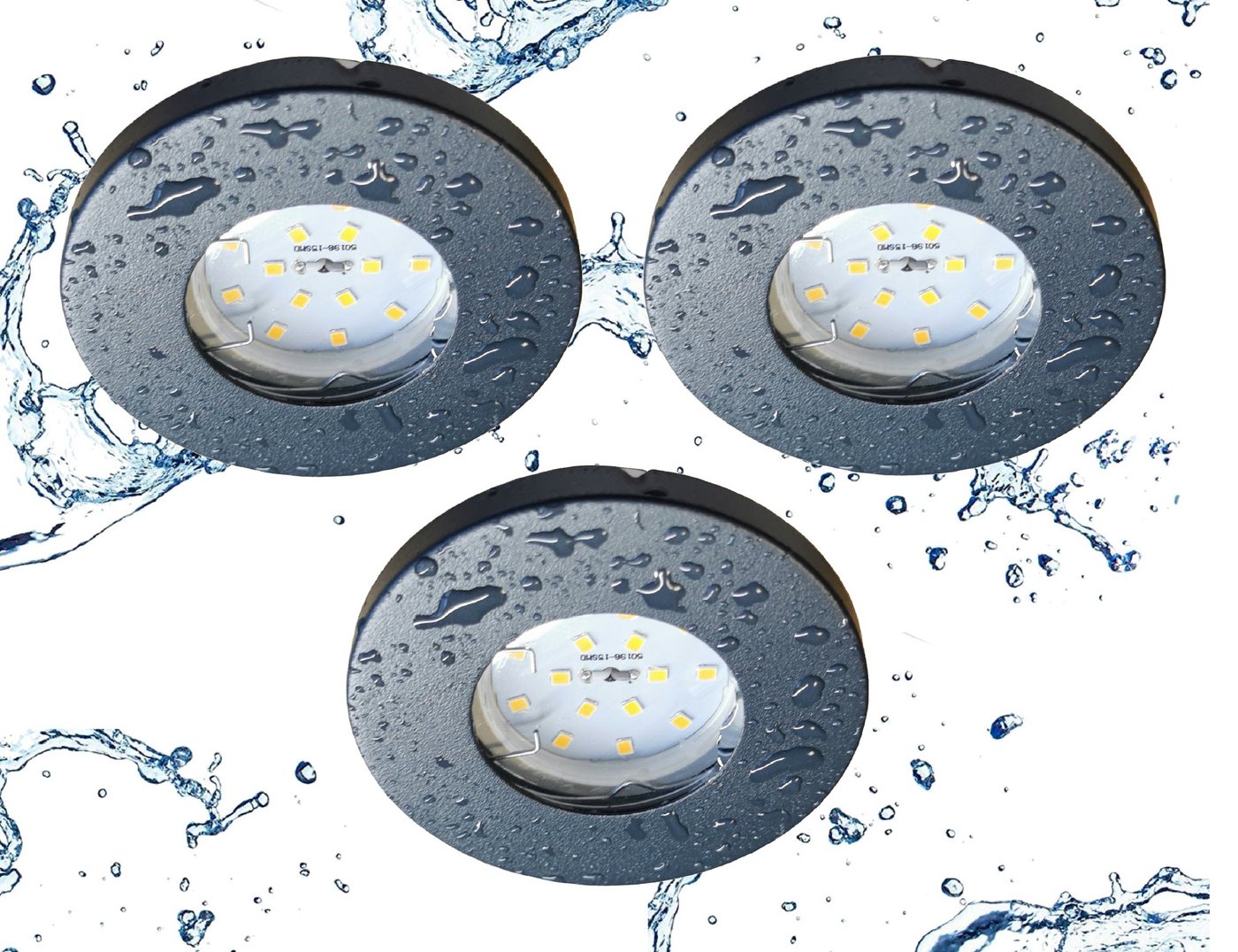 TRANGO LED Einbauleuchte, 3er Set 6729IP65-031MO IP65 LED Einbaustrahler in Anthrazit matt inkl. 3x 5 Watt 3000K warmweiß Ultra Flach LED Modul für Bad Einbauspots, Dusche Deckenstrahler, Deckenlampe, Badleuchte TRANGO LED Einbauleuchte, 3er Set 6729IP65-031MO IP65 LED Einbaustrahler in Anthrazit matt inkl. 3x 5 Watt 3000K warmweiß Ultra Flach LED Modul für Bad Einbauspots, Dusche Deckenstrahler, Deckenlampe, Badleuchte von TRANGO