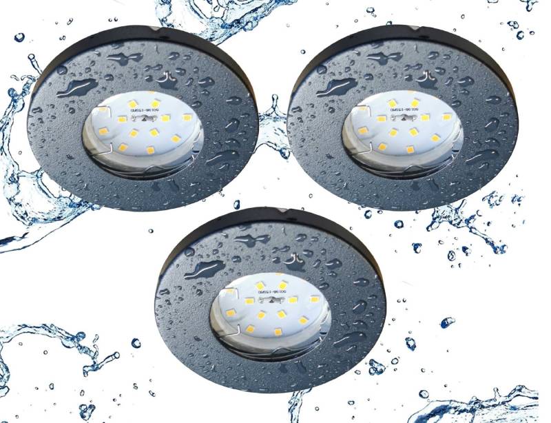 TRANGO LED Einbauleuchte, 3er Set 6729IP65-031MO IP65 LED Einbaustrahler in Anthrazit matt inkl. 3x 5 Watt 3000K warmweiß Ultra Flach LED Modul für Bad Einbauspots, Dusche Deckenstrahler, Deckenlampe, Badleuchte TRANGO LED Einbauleuchte, 3er Set 6729IP65-031MO IP65 LED Einbaustrahler in Anthrazit matt inkl. 3x 5 Watt 3000K warmweiß Ultra Flach LED Modul für Bad Einbauspots, Dusche Deckenstrahler, Deckenlampe, Badleuchte von TRANGO