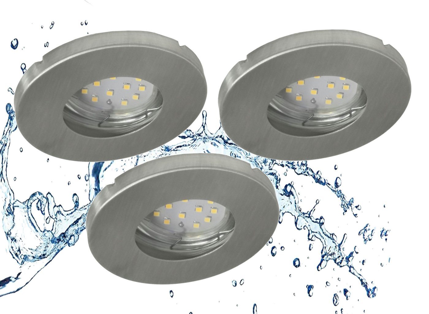 TRANGO LED Einbauleuchte, 3er Set 6729IP65-039MO IP65 LED Einbaustrahler in Aluminium gebürstet inkl. 3x 5 Watt 3000K warmweiß Ultra Flach LED Modul für Bad, Dusche, Einbauspots, Deckenstrahler, Deckenlampe, Badleuchte TRANGO LED Einbauleuchte, 3er Set 6729IP65-039MO IP65 LED Einbaustrahler in Aluminium gebürstet inkl. 3x 5 Watt 3000K warmweiß Ultra Flach LED Modul für Bad, Dusche, Einbauspots, Deckenstrahler, Deckenlampe, Badleuchte von TRANGO
