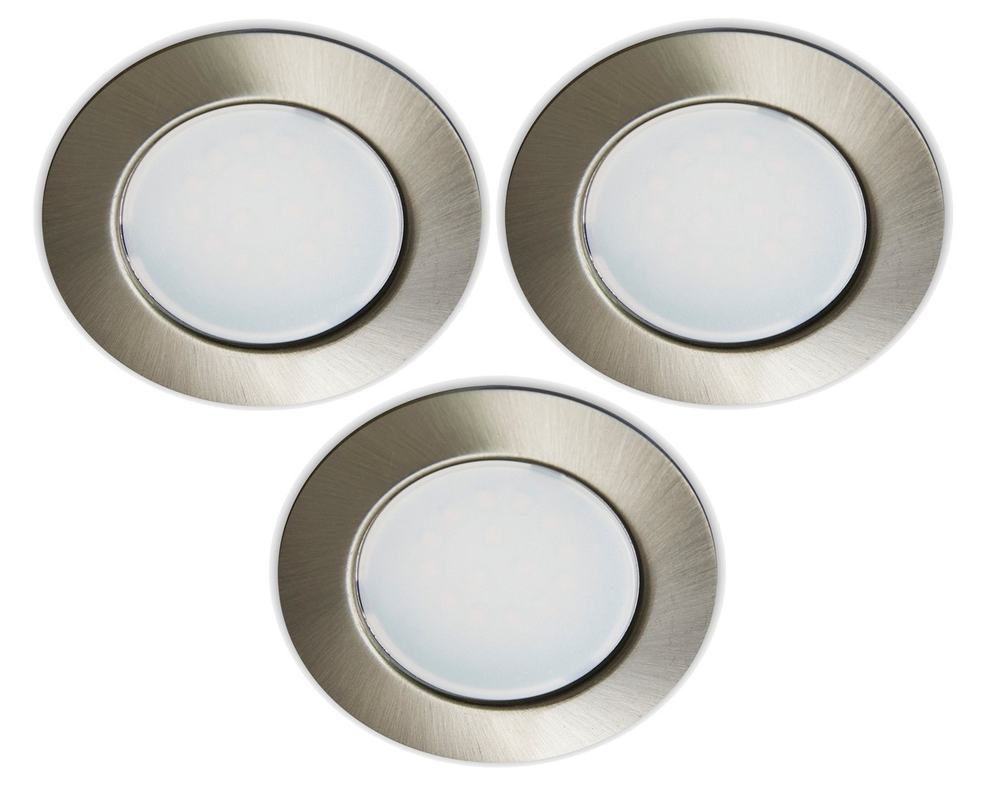 TRANGO LED Einbauleuchte, 3er Set G4E-032 LED-Möbeleinbauleuchte I 12 Volt AC/DC I Einbauleuchte I Nickel matt I als Ersatz für herkömmliche Strahler mit MR16, G4, GU5.3 Fassung, Küche I Wohnzimmer I Schrank TRANGO LED Einbauleuchte, 3er Set G4E-032 LED-Möbeleinbauleuchte I 12 Volt AC/DC I Einbauleuchte I Nickel matt I als Ersatz für herkömmliche Strahler mit MR16, G4, GU5.3 Fassung, Küche I Wohnzimmer I Schrank von TRANGO