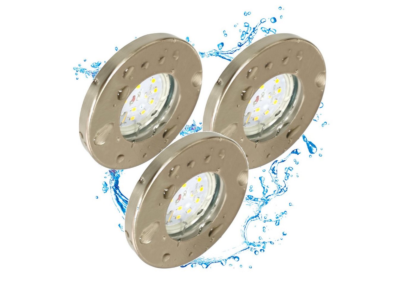 TRANGO LED Einbauleuchte, 3er Set IP65 LED Einbaustrahler 6729IP65-032GUSDAK in Edelstahl gebürstet inkl. 3x 5 Watt 3-Stufen dimmbar GU10 LED Leuchtmittel 3000K warmweiß Bad, Außen, Einbauspot, Deckenleuchte, Deckenspots TRANGO LED Einbauleuchte, 3er Set IP65 LED Einbaustrahler 6729IP65-032GUSDAK in Edelstahl gebürstet inkl. 3x 5 Watt 3-Stufen dimmbar GU10 LED Leuchtmittel 3000K warmweiß Bad, Außen, Einbauspot, Deckenleuchte, Deckenspots von TRANGO