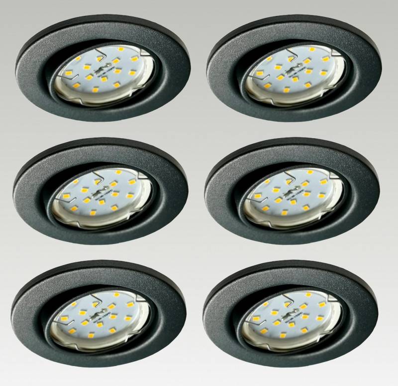 TRANGO LED Einbauleuchte, Dimmfunktion, 6er Set 6729-061MOSD LED Einbaustrahler in matt Anthrazit Rund inkl. 6x 5 Watt 3-Stufen dimmbar Ultra Flach LED Modul Leuchtmittel 3000K warmweiß, Deckenstrahler, Deckenleuchte TRANGO LED Einbauleuchte, Dimmfunktion, 6er Set 6729-061MOSD LED Einbaustrahler in matt Anthrazit Rund inkl. 6x 5 Watt 3-Stufen dimmbar Ultra Flach LED Modul Leuchtmittel 3000K warmweiß, Deckenstrahler, Deckenleuchte von TRANGO