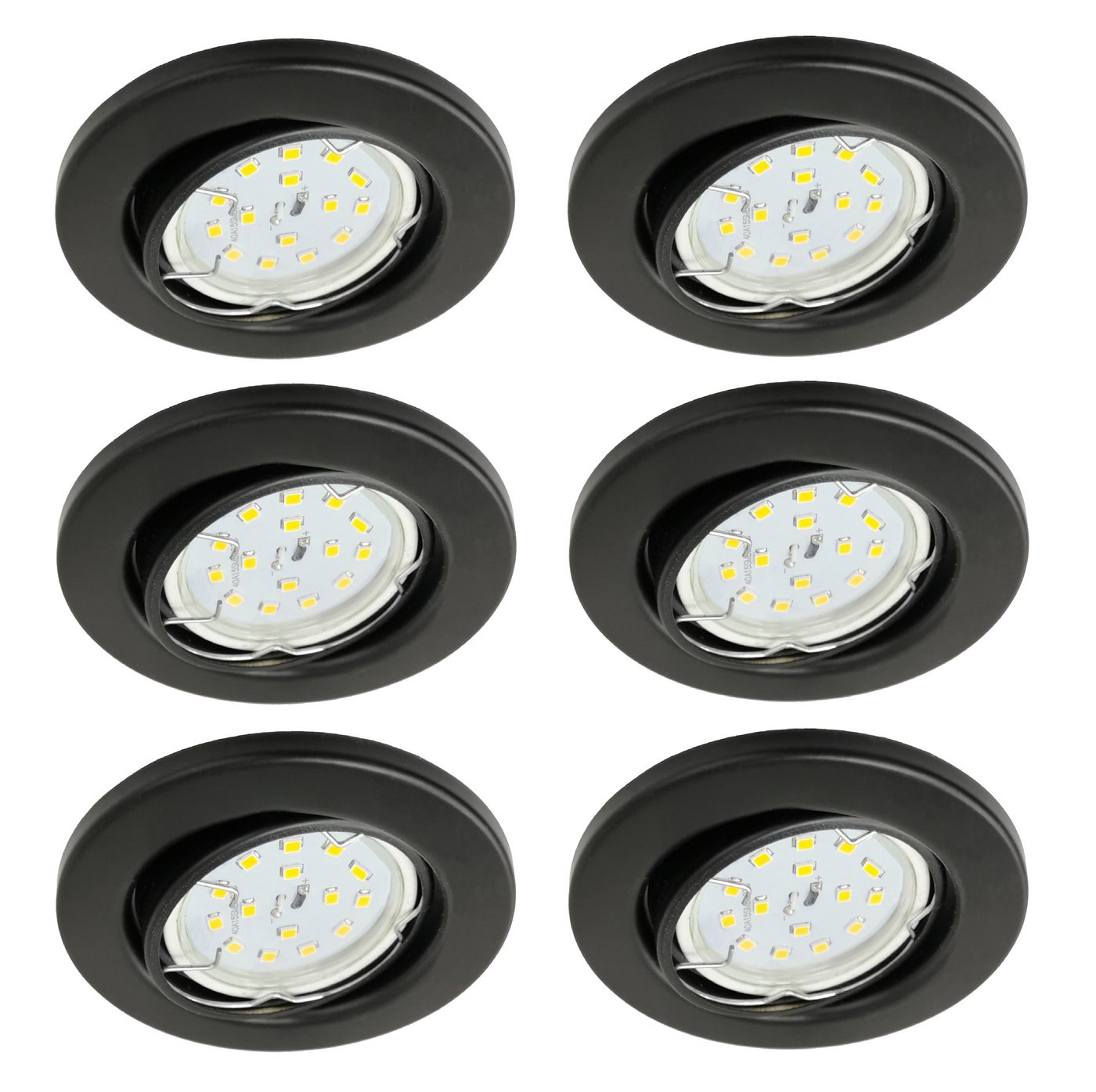 TRANGO LED Einbauleuchte, 6er Set 6729-065-5WAK Einbaustrahler in Rund Schwarz matt inkl. 6x 5 Watt GU10 LED Leuchtmittel 3000K warmweiß & 6x GU10 Lampenfassung, Deckenspots, Einbauspots, Deckenleuchte TRANGO LED Einbauleuchte, 6er Set 6729-065-5WAK Einbaustrahler in Rund Schwarz matt inkl. 6x 5 Watt GU10 LED Leuchtmittel 3000K warmweiß & 6x GU10 Lampenfassung, Deckenspots, Einbauspots, Deckenleuchte von TRANGO