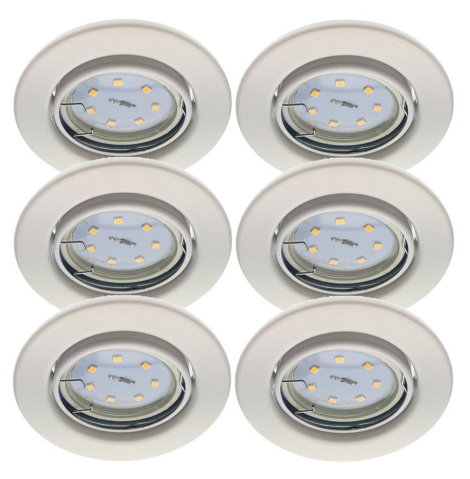 TRANGO LED Einbauleuchte, 6er Set 6729-066-5WAK IP23 LED Einbaustrahler in Weiß matt inkl. 6x 5 Watt GU10 LED Leuchtmittel 3000K warmweiß & GU10 Fassung, Badleuchte, Deckenleuchte, Deckenstrahler von TRANGO