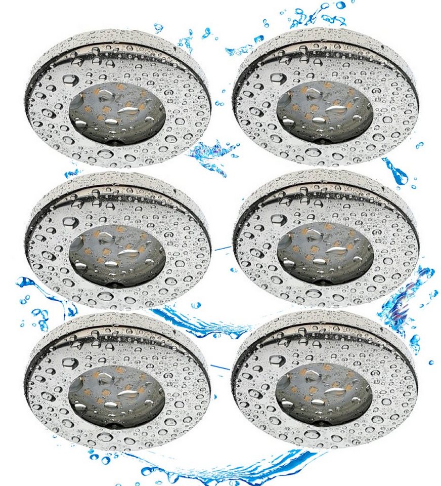 TRANGO LED Einbauleuchte, 6er Set 6729IP-068-5WAK IP44 Einbaustrahler Edelstahl Chrom inkl. 6x 5 Watt GU10 LED Leuchtmittel 3000K warmweiß & GU10 Fassung, Außen, Einbauleuchte, Badleuchte, Deckenleuchte, Deckenstrahler TRANGO LED Einbauleuchte, 6er Set 6729IP-068-5WAK IP44 Einbaustrahler Edelstahl Chrom inkl. 6x 5 Watt GU10 LED Leuchtmittel 3000K warmweiß & GU10 Fassung, Außen, Einbauleuchte, Badleuchte, Deckenleuchte, Deckenstrahler von TRANGO